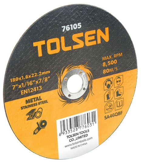 Диск отрезной по металлу/нержавейке 115х1.2х22.2 мм Tolsen 76102