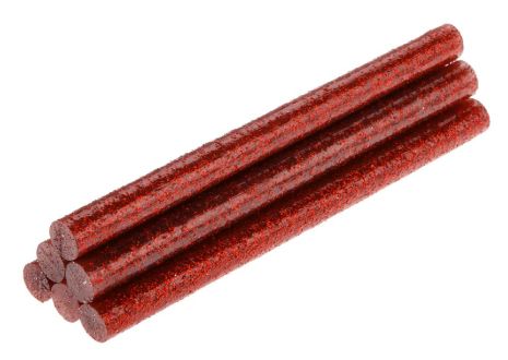 Стрижні клейові 8 x 100 мм, 6 шт., з червоними блискітками Topex 42E183