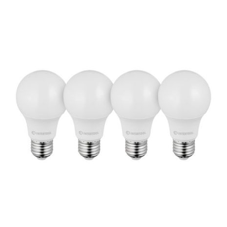 Світлодіодні лампи набір з 4 штук LL-0014, LED A60, E27, 10 Вт, 150-300 В, 4000 K, 30000 год, гарантія 3 роки INTERTOOL LL-4014