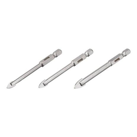 Набір свердел зі скла та кераміки 5+6+8 мм HEX 1/4'' (6.35 mm) INTERTOOL SD-0293