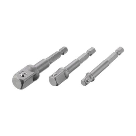 Набор переходник с Hex 1/4" на квадрат 1/4", 3/8", 1/2" под шуруповерт, CR-V INTERTOOL VT-0235