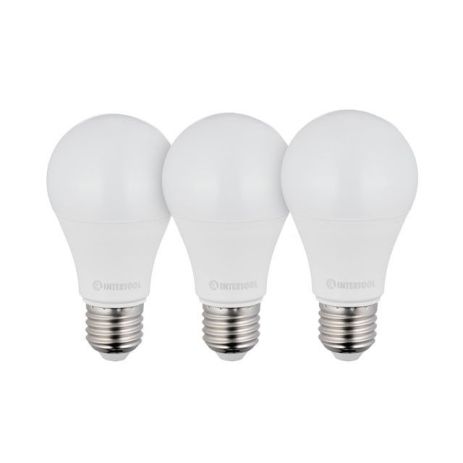 Лампы светодиодные, набор из 3 шт. LL-0015, LED A60, E27, 12 Вт, 150-300 В, 4000 K, 30000 ч, гарантия 3 года INTERTOOL LL-3015