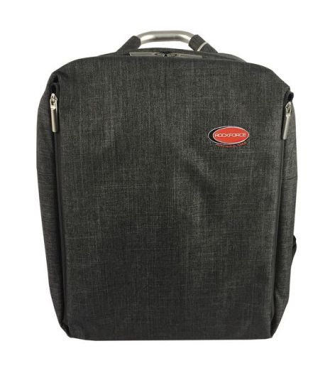 Сумка-рюкзак універсальна (жорсткий каркас, потовщені стінки для захисту ноутбука, вихід для кабелю, 9 кишень, алюм. фурнітура, водовідштовхувальний текстиль) ROCKFORCE RF-CX010B