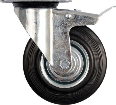 Колесо до коляски Ø= 75 мм, b= 23 мм з опорою, що обертається, і гальмом; h = 97 мм, навантаж. - 40 кг Vorel 87321