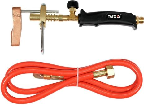 Паяльник газовый для кровельных работ с нагревательным наконечником и шлангом - 1,5 м. Yato YT-36701