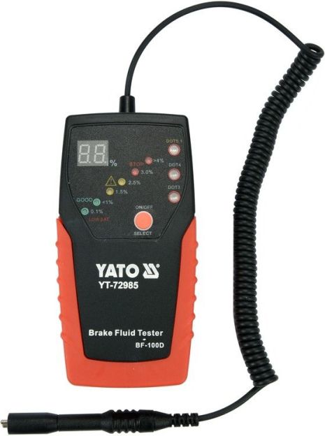 Тестер тормозной жидкости, 180 см, с 6 диодными индикаторами и звуковым сигналом, эласт. зонд Yato YT-72985