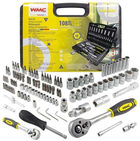 Набір інструментів 108пр. 1/2", 1/4" (6гр.) (4-22мм) WMC TOOLS WT-41082-5EURO