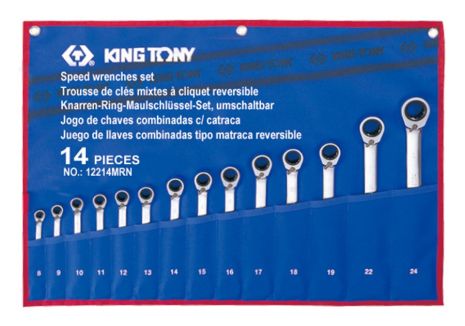 Набір ключів комбі з тріскачкою та прапорцем 14шт. (8-24) KING TONY 12214MRN
