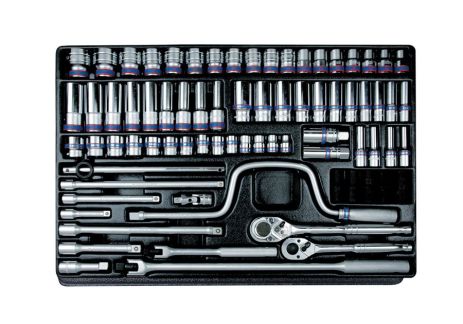 Набор торцевых головок 1/2" 76 ед. в ложементе с воротками KING TONY 9-7576MR