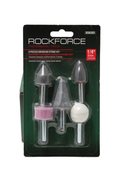 Набір абразивних каменів, 5 предметів (хвостовик 6мм) ROCKFORCE RF-GSK501