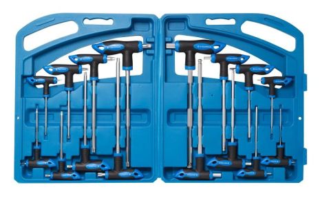 Набір ключів Т-подібних TORX/6-гранних з кулею, 16 предметів (Н:2,2.5х75, 3,4х100, 5,6х150, 8,10х200мм; Т:10,15х75, 20,25х100, 30,40х15 50х200мм), в кейсі ROCKFORCE RF-5166B