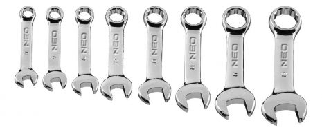 Ключи комбинированные короткие 8-19 мм, набор 8 шт., CrV NEO 09-791