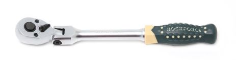 Тріскачка реверсивна шарнірна з гумовою ручкою 3/8" (72зуб., L-250мм) ROCKFORCE RF-802318