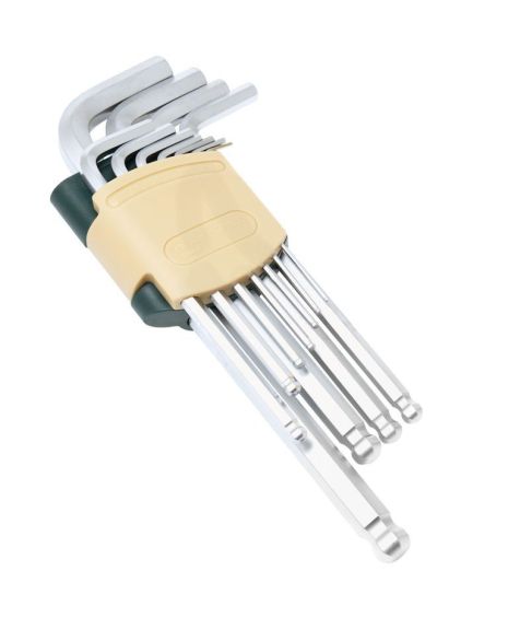 Набір ключів Г-подібних 6-гранних довгих з кулею, 11 предметів (1.5, 2, 2.5, 3, 4, 5, 6, 7, 8, 10, 12мм) у пластиковому тримачі ROCKFORCE RF-5116LB