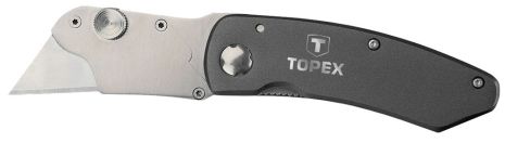 Нож с трапециевидным лезвием, 10 лезвий, металлический корпус, фиксация, складной Topex 17B178