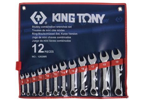 Набор укороченных комбинированных ключей 8-19 мм, 12 пр. KING TONY 1282MR