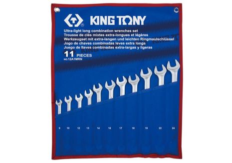 Набор комбинированных удлиненных ключей, 8-24 мм, чехол из треатона, 11 предметов. KING TONY 12A1MRN