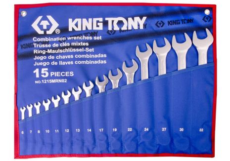 Набір комбінованих ключів, 6-32 мм, чохол із теторону, 15 предметів KING TONY 1215MRN02