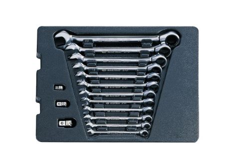 Набір ключів ріжково-накидних з тріскачкою 15 од. у ложементі 8-22 мм KING TONY 9-10115MR