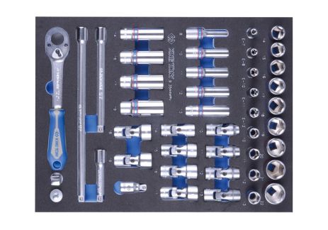 Набор торцевых головок 3/8" с принадлежностями, ложемент, 44 пр. KING TONY 9-3544MRV