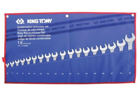 Набір ключів ріжково-накидних 18 од 6-24 мм чохол з теторону KING TONY 1218MRN