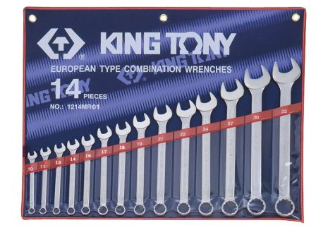 Набор комбинированных гаечных ключей 14 шт. (10-32 мм) KING TONY 1214MR01