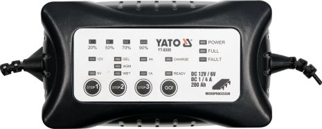Зарядний пристрій : 6/12 V, 1-4 А, 200 Ah Yato YT-8300