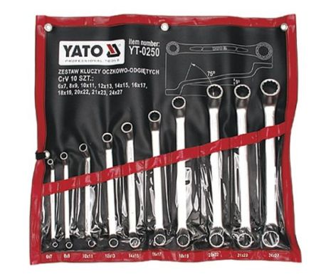 Набір ключів накидних 6-27 мм 10 шт Yato YT-0250