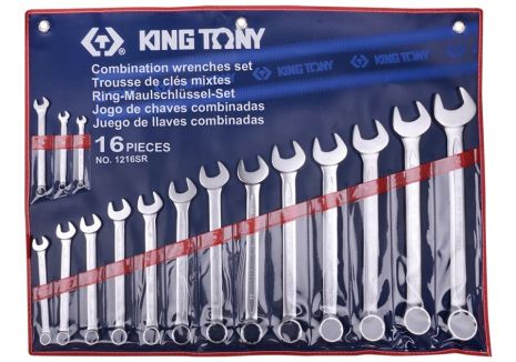 Набір ключів комбі дюймових 16 шт.(1/4" - 1-1/4") KING TONY 1216SR