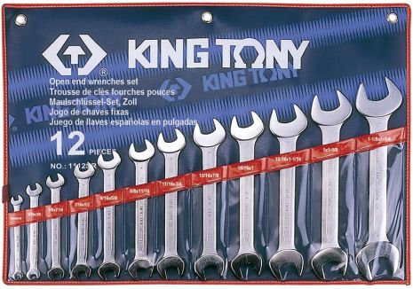 Набор ключей рожковых 12 шт. 1/4-1-1/4 KING TONY 1112SR