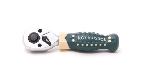 Трещотка реверсивная короткая с резиновой ручкой 1/4" 72 зубца ROCKFORCE RF-802219