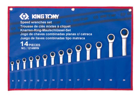 Набор ключей комби с трещоткой 14 шт. (8-24) KING TONY 12114MRN