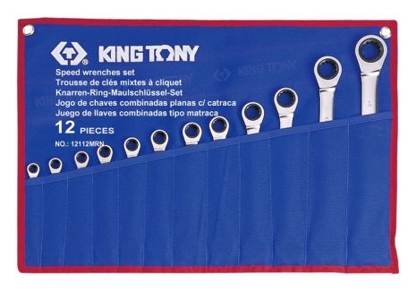 Набор ключей комби с трещоткой 12 ед. (8-24 мм) KING TONY 12112MRN