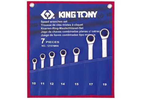 Набор гаечных ключей комби с трещоткой 7 шт. (10-19 мм) KING TONY 12107MRN