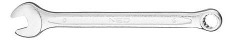 Комбинированный ключ 12 мм, сталь CrV, DIN3113, перештампованный, сатинированный, полированная головка, изогнутая под углом 15° NEO 09-712