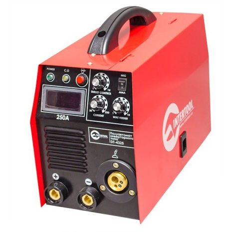 Напівавтомат зварювальний інверторного типу комбінований 7,1 кВт, 30-250 А., дріт 0,6-1,2 мм., електрод 1,6-5,0 мм INTERTOOL DT-4325
