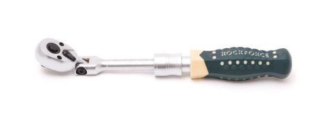 Трещотка реверсивная шарнирная телескопическая с резиновой ручкой 1/4" 72 зубца ROCKFORCE RF-802223