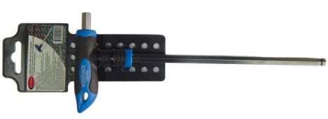 Ключ Т-подібний 6-гранний з кулею та прогумованою рукояткою H5x150мм, на пластиковому тримачі ROCKFORCE RF-76505G