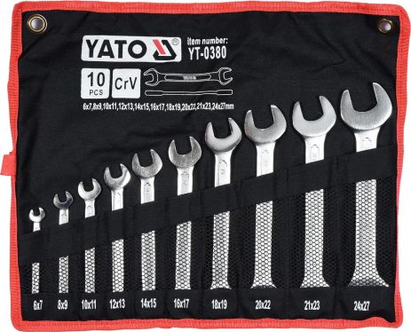 Набір ключів ріжкових 6-27 мм 10 шт Yato YT-0380