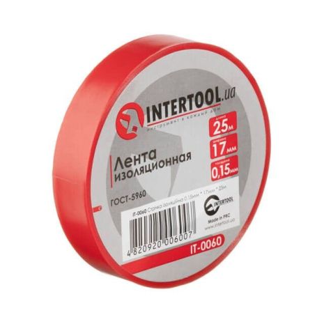 Лента изоляционная, 17 мм * 25 м * 0.15 мм, красная INTERTOOL IT-0060