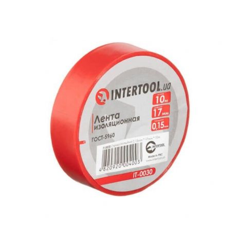 Стрічка ізоляційна, 17 мм*10м*0,15 мм, червона INTERTOOL IT-0030