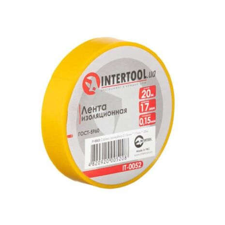 Лента изоляционная 0.15мм*17мм*20м желтая INTERTOOL IT-0052