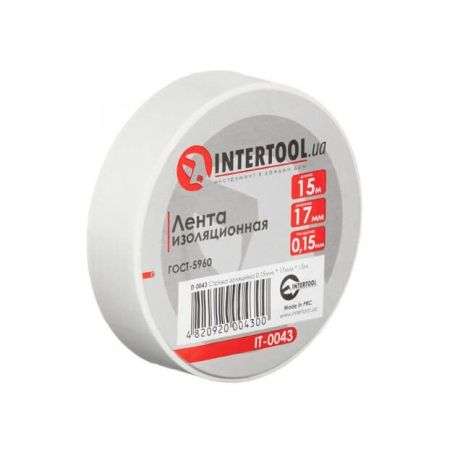 Стрічка ізоляційна, 17 мм*15 м*0.15 мм, біла INTERTOOL IT-0043