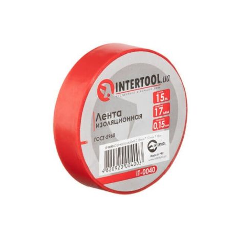 Лента изоляционная, 17 мм * 15 м * 0.15 мм, красная INTERTOOL IT-0040