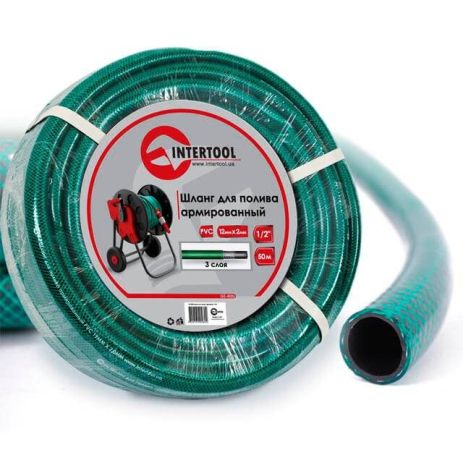 Шланг для поливу 3-х шаровий, 1/2", 50 м, армований, PVC INTERTOOL GE-4026