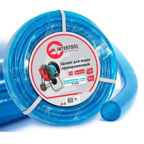 Шланг для воды 3-х слойный, 1/2", 30 м, армированный, PVC INTERTOOL GE-4055