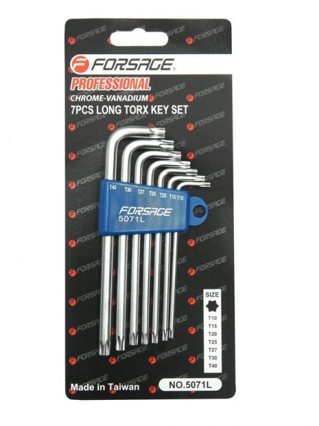 Набір ключів Г-подібних TORX довгих, 7 пр. FORSAGE F-5071L