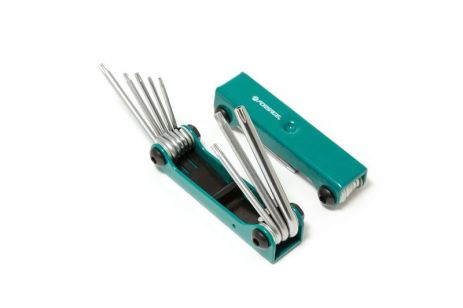 Набор ключей TORX складной, 8 предметов(T9, T10, T15, T20, T25, T27, T30, T40 с отверстием) FORSAGE F-5083TF