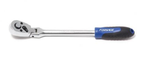Трещотка реверсивная, шарнирная с резиновой ручкой 3/8" 72 зубца FORSAGE F-802318