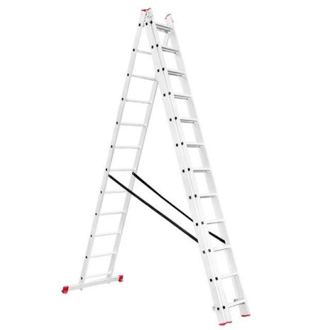Лестница алюминиевая 3-х секционная универсальная раскладная, 3*12 ступ., 7,60 м INTERTOOL LT-0312